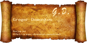 Greger Domonkos névjegykártya